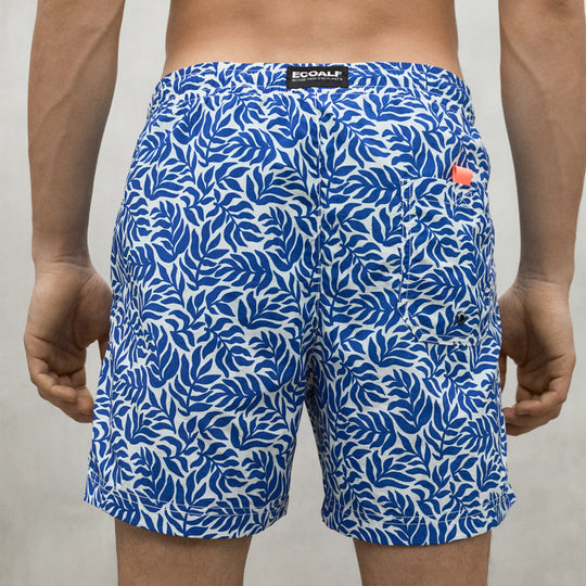 ECOALF BLUE LEAVES PRINT BEQUIA SWIMSUIT FOR MEN