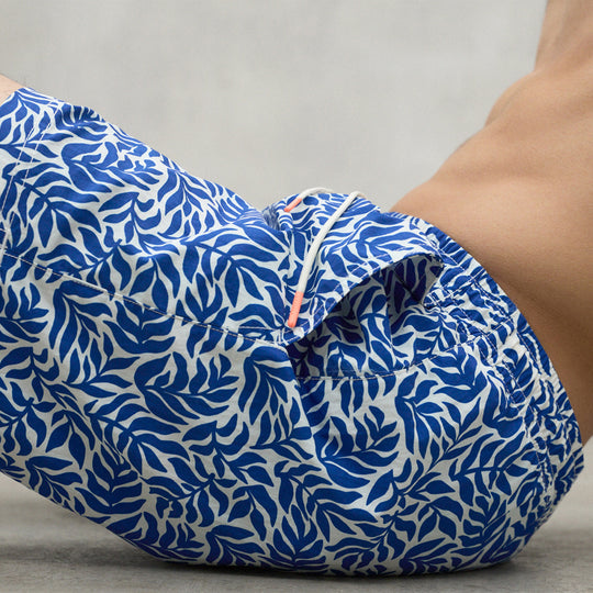 ECOALF BLUE LEAVES PRINT BEQUIA SWIMSUIT FOR MEN