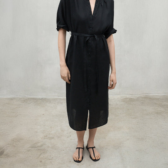 ECOALF BLACK LEA LONG DRESS FOR WOMEN