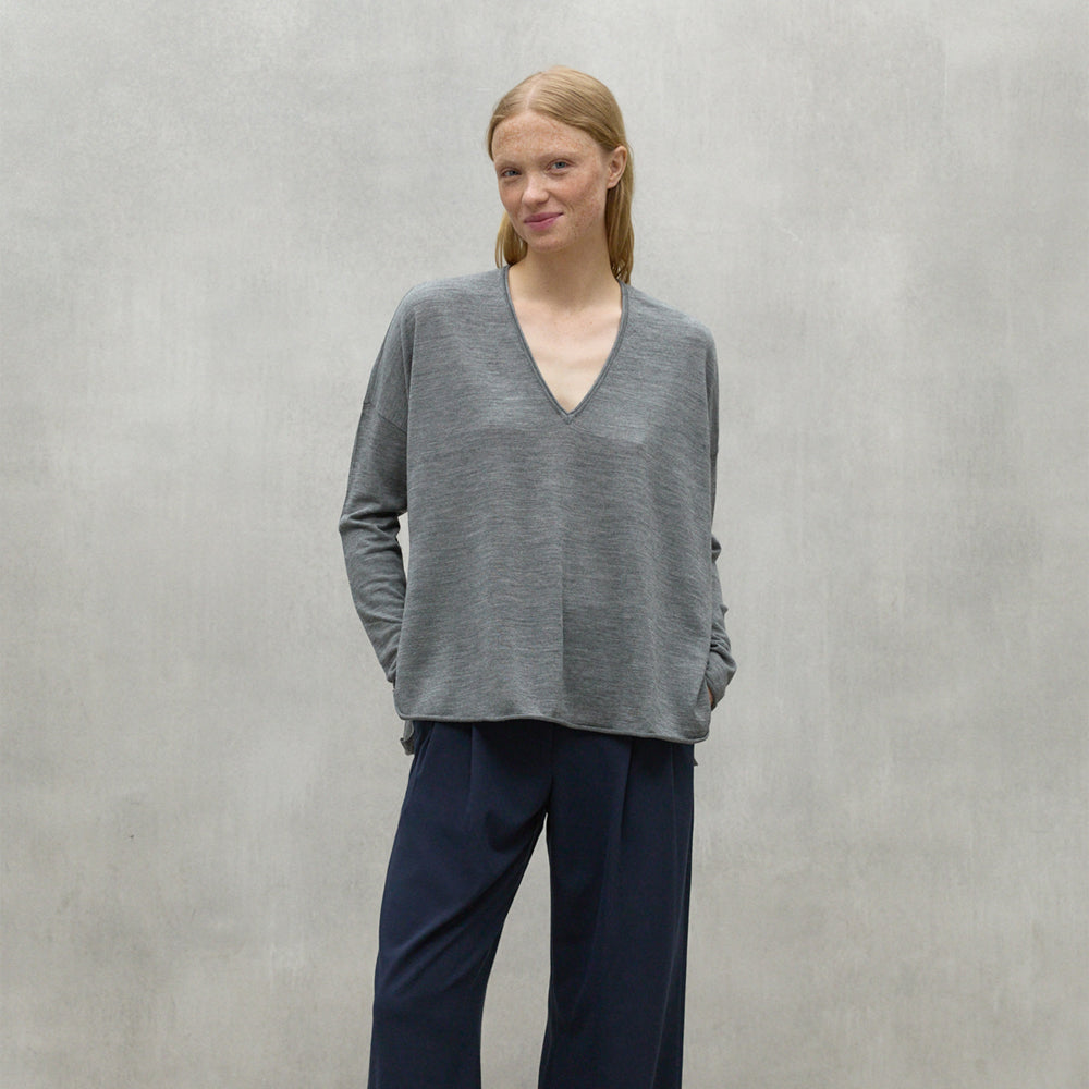 ECOALF GREY MELANGE ANTURIO SWEATER FOR WOMEN