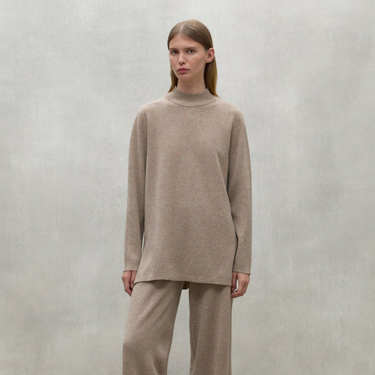 ECOALF DARK SAND MELANGE PALNA SWEATER FOR WOMEN