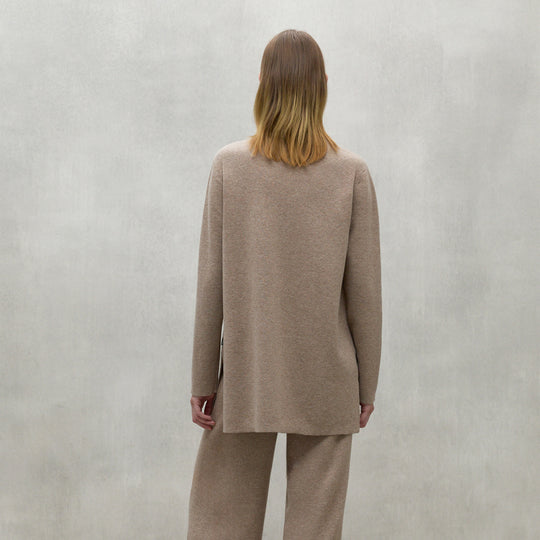 ECOALF DARK SAND MELANGE PALNA SWEATER FOR WOMEN