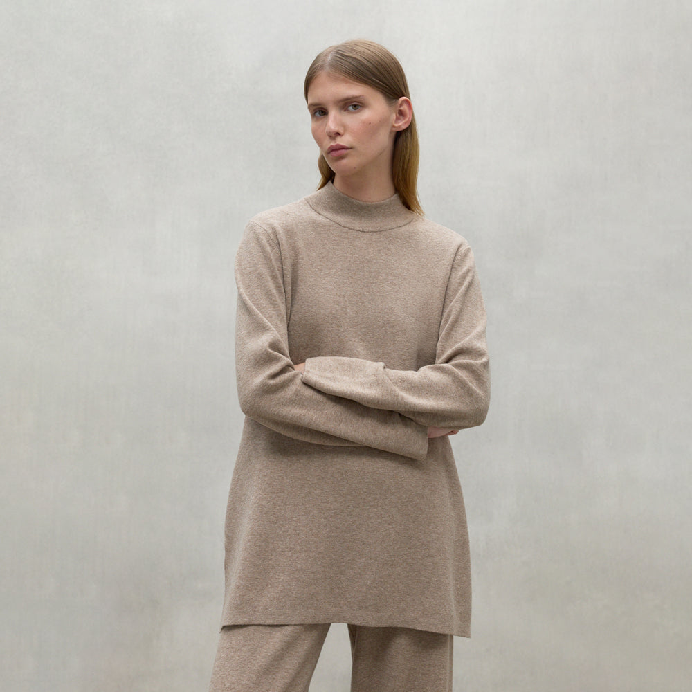 ECOALF DARK SAND MELANGE PALNA SWEATER FOR WOMEN