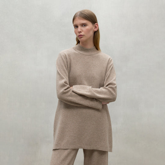 ECOALF DARK SAND MELANGE PALNA SWEATER FOR WOMEN