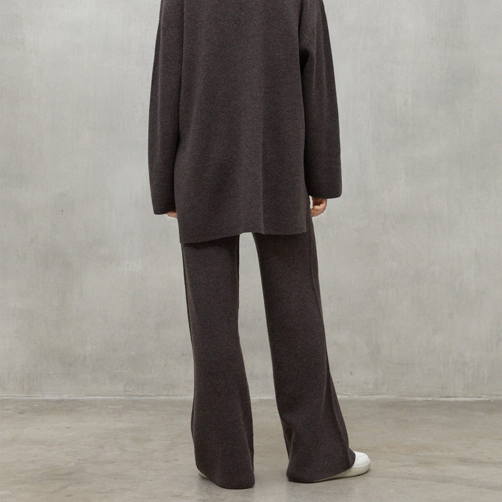 ECOALF DARK BROWN MELANGE CIPRE TROUSERS FOR WOMEN