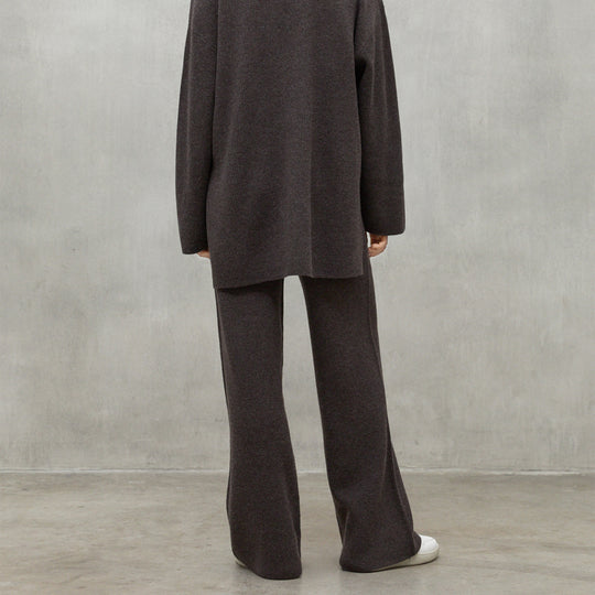 ECOALF DARK BROWN MELANGE CIPRE TROUSERS FOR WOMEN