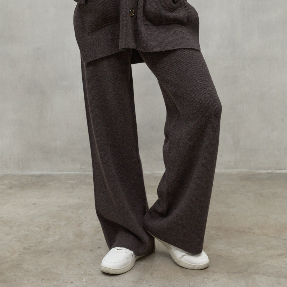 ECOALF DARK BROWN MELANGE CIPRE TROUSERS FOR WOMEN