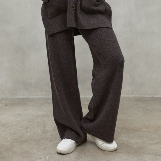 ECOALF DARK BROWN MELANGE CIPRE TROUSERS FOR WOMEN
