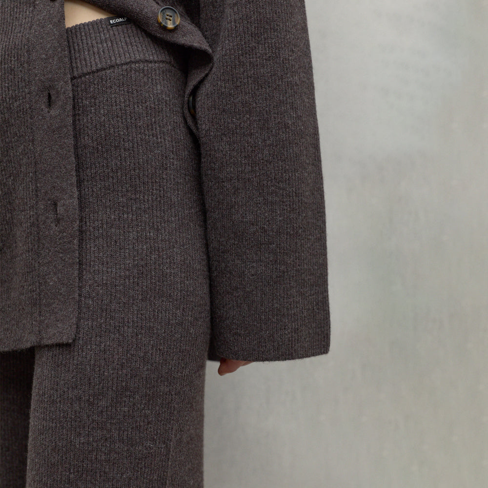 ECOALF DARK BROWN MELANGE CIPRE TROUSERS FOR WOMEN