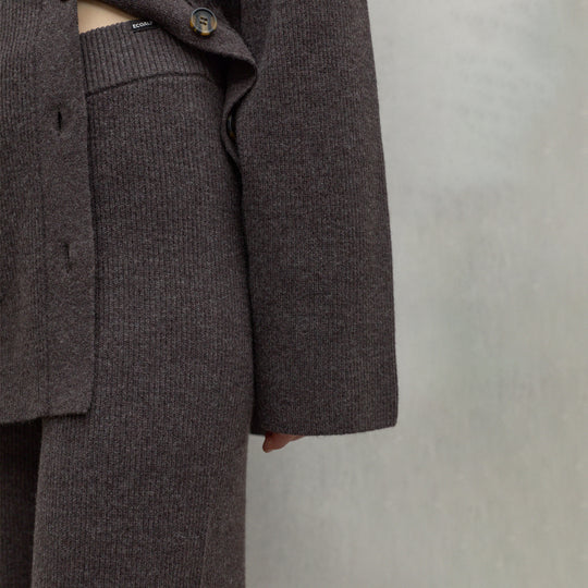 ECOALF DARK BROWN MELANGE CIPRE TROUSERS FOR WOMEN