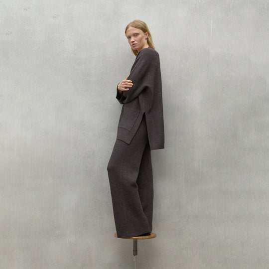 ECOALF DARK BROWN MELANGE CIPRE TROUSERS FOR WOMEN