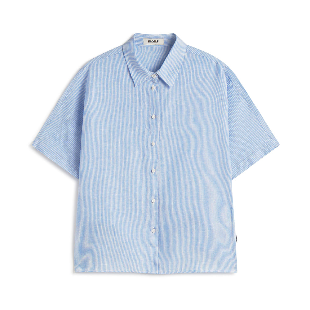 ECOALF SKY BLUE MELANIA STRIPED SHIRT FOR WOMEN