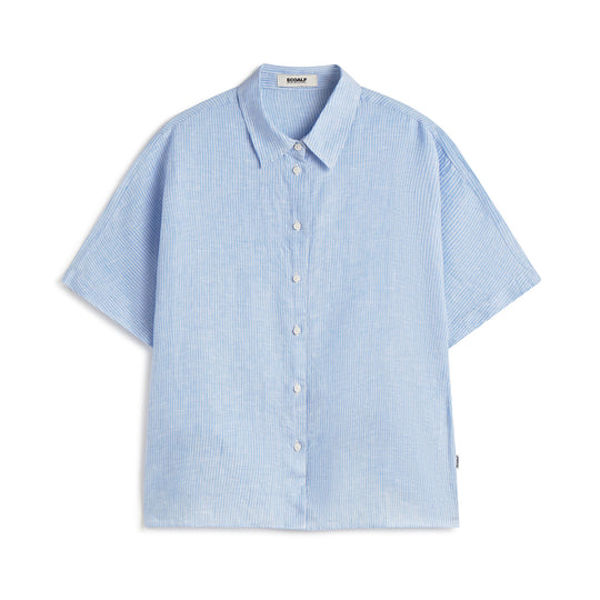 ECOALF SKY BLUE MELANIA STRIPED SHIRT FOR WOMEN