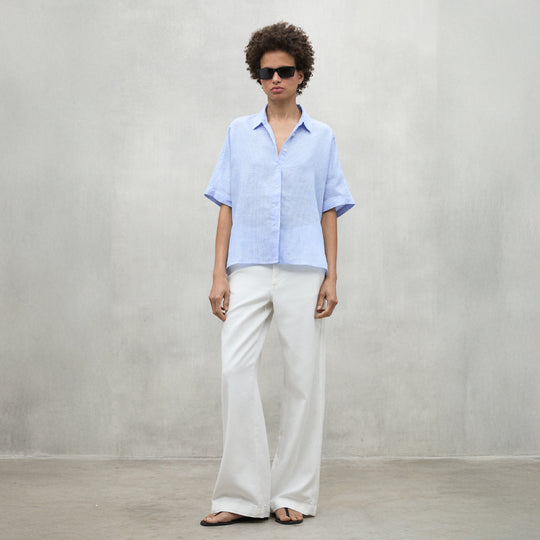 ECOALF SKY BLUE MELANIA STRIPED SHIRT FOR WOMEN
