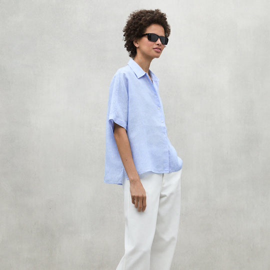 ECOALF SKY BLUE MELANIA STRIPED SHIRT FOR WOMEN