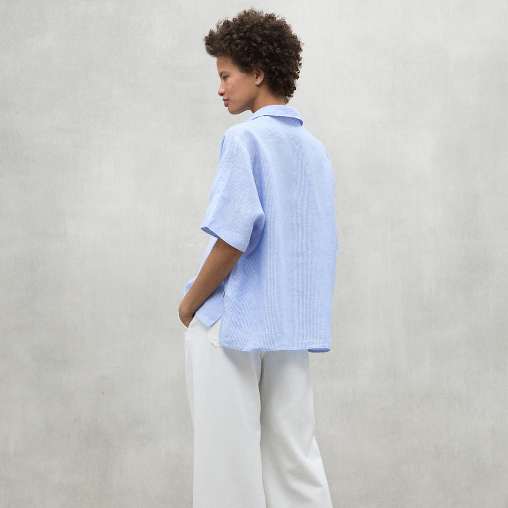 ECOALF SKY BLUE MELANIA STRIPED SHIRT FOR WOMEN