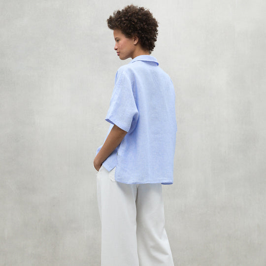 ECOALF SKY BLUE MELANIA STRIPED SHIRT FOR WOMEN