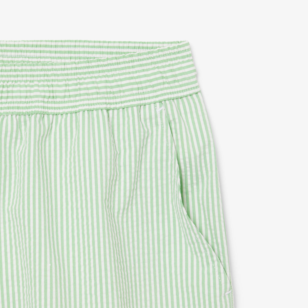 Mid Length Striped Textured Swim Trunks - MH9089