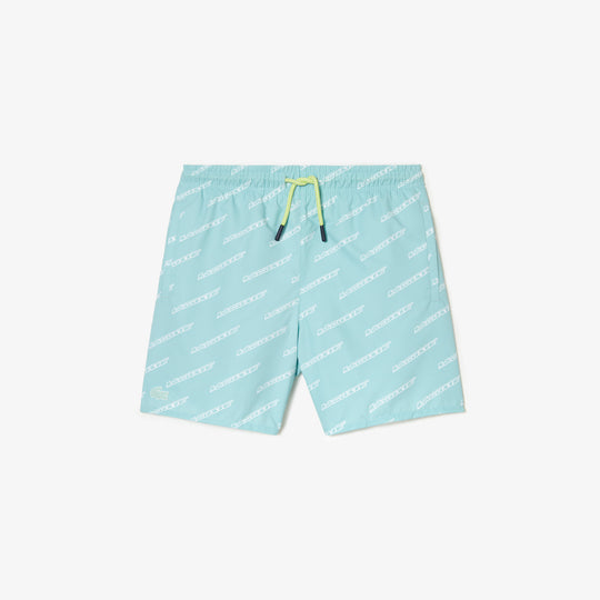 Boys’ Lacoste Printed Recycled Polyester Swim Trunks - MJ5311