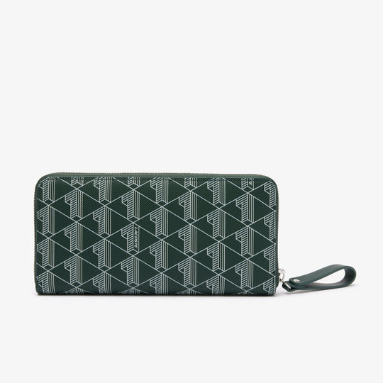 Women's Lacoste Monogram Print Zip Wallet - NF3958DG