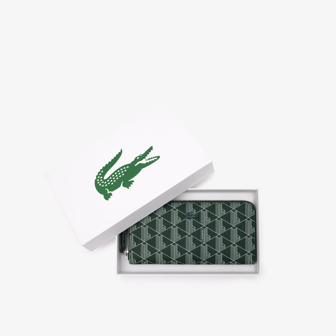 Women's Lacoste Monogram Print Zip Wallet - NF3958DG