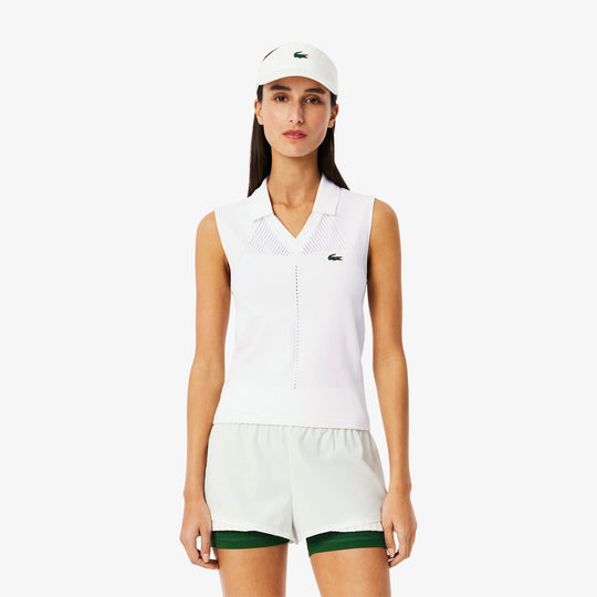 Sleeveless Stretch Knit Tennis Polo Shirt-PF0614