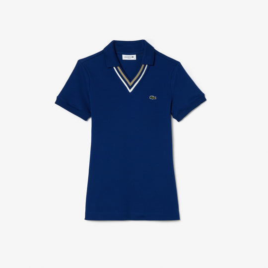 Slim Fit V Neck Stretch Pique Polo Shirt - PF0866