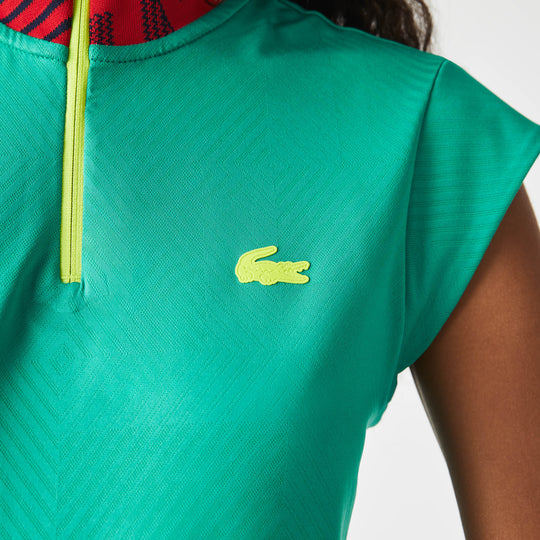 Women's Lacoste SPORT Zip High Neck Tennis Polo