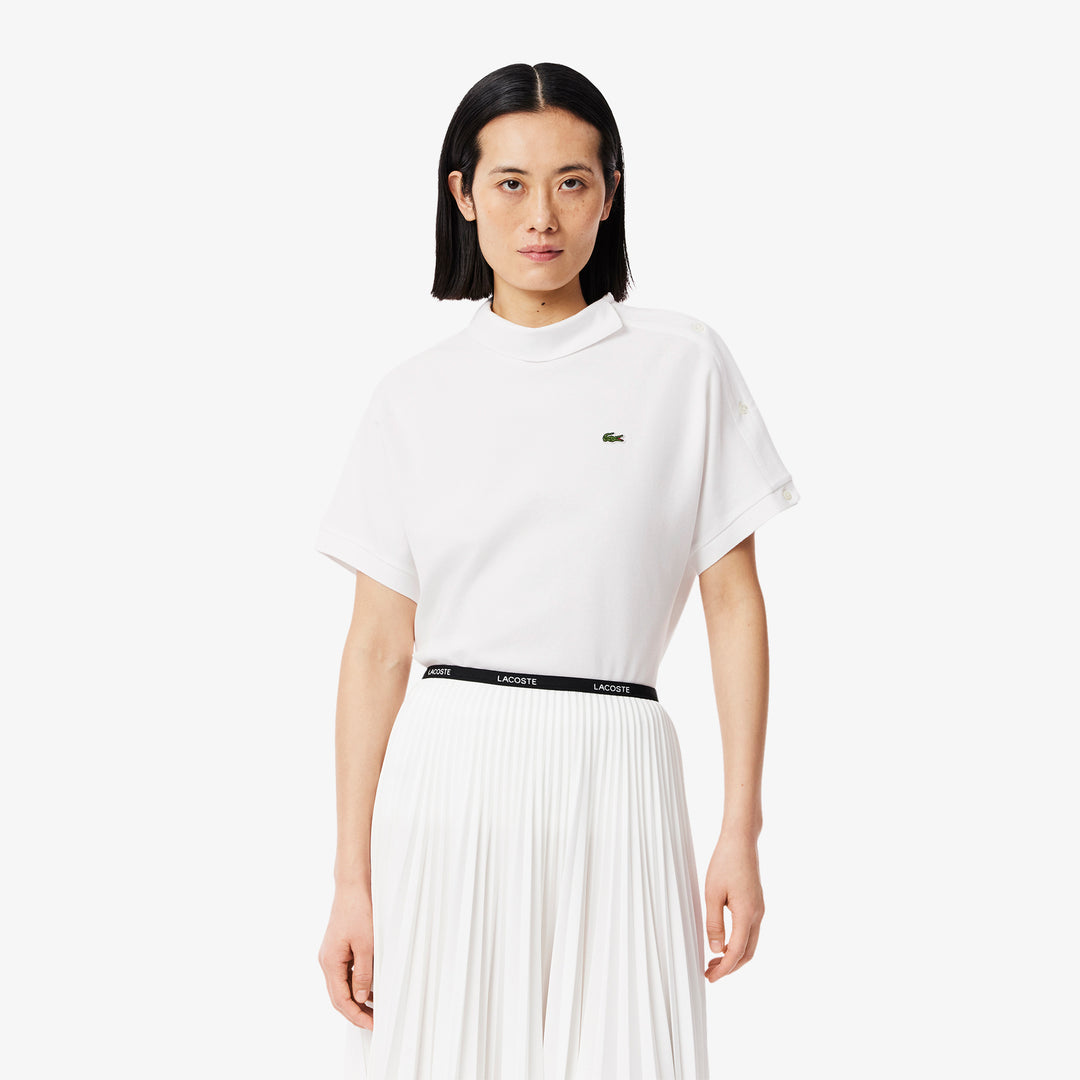 Asymmetric Draped Pique Polo Shirt - PF9654