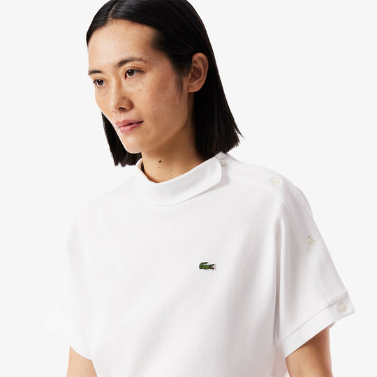 Asymmetric Draped Pique Polo Shirt - PF9654