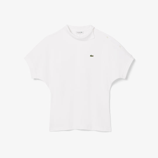 Asymmetric Draped Pique Polo Shirt - PF9654