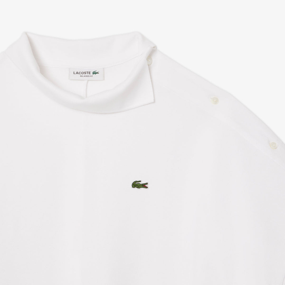Asymmetric Draped Pique Polo Shirt-PF9654
