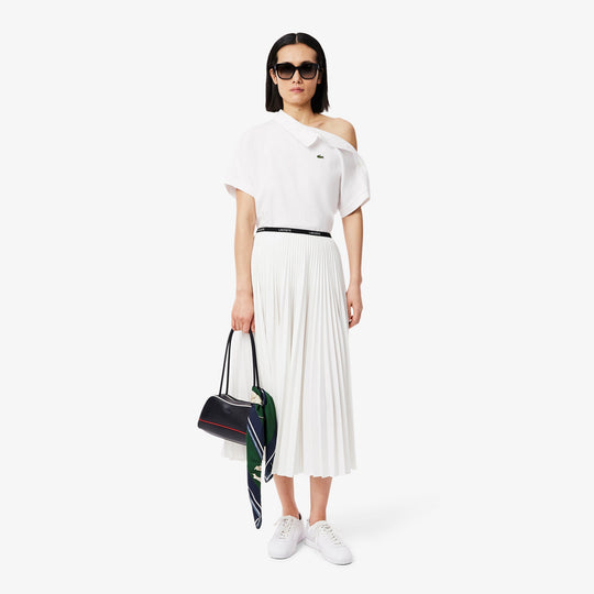 Asymmetric Draped Pique Polo Shirt-PF9654