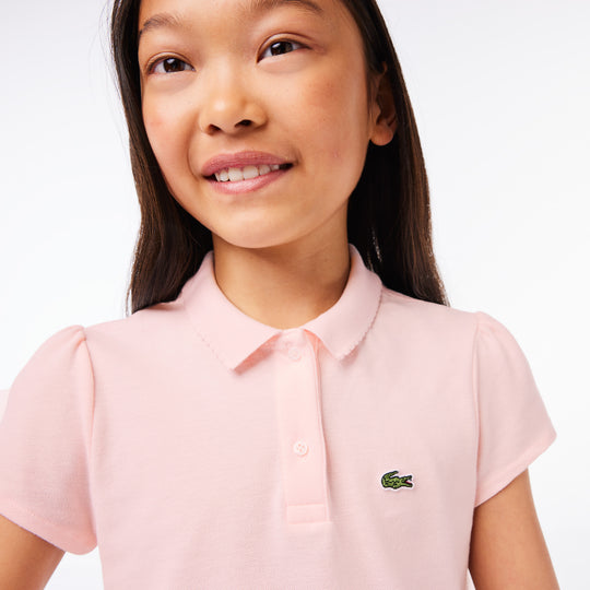 Girls' Lacoste Scalloped Collar Mini Pique Polo Shirt - PJ3594