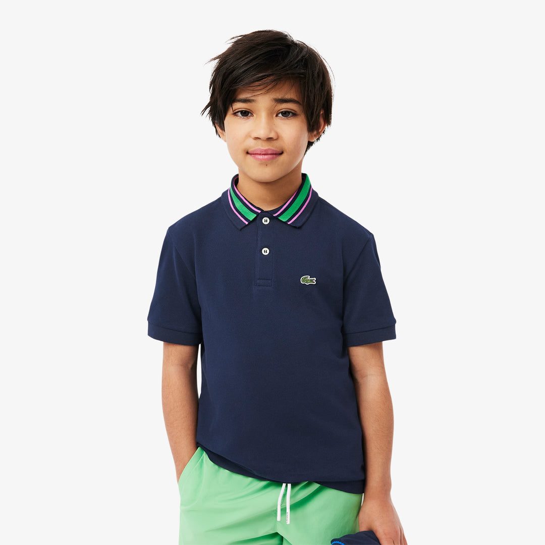 Stripe Collar Petit Pique Polo Shirt - PJ8402