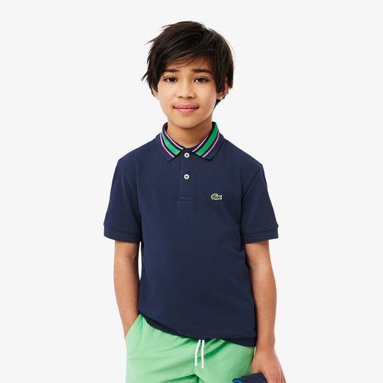 Stripe Collar Petit Pique Polo Shirt - PJ8402