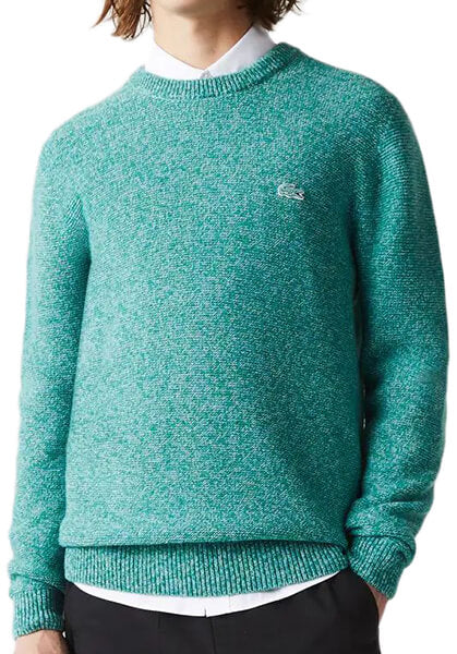 Men’s Crew Neck Heathered Effect Textured Wool Sweater