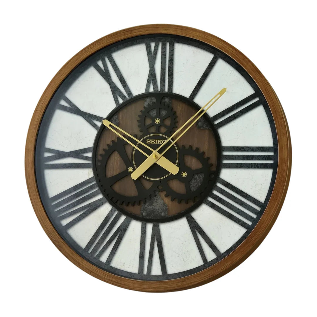 WALL CLOCK BROWN PLASTIC CASE 50.8 x 5.5cm - QXA826BL