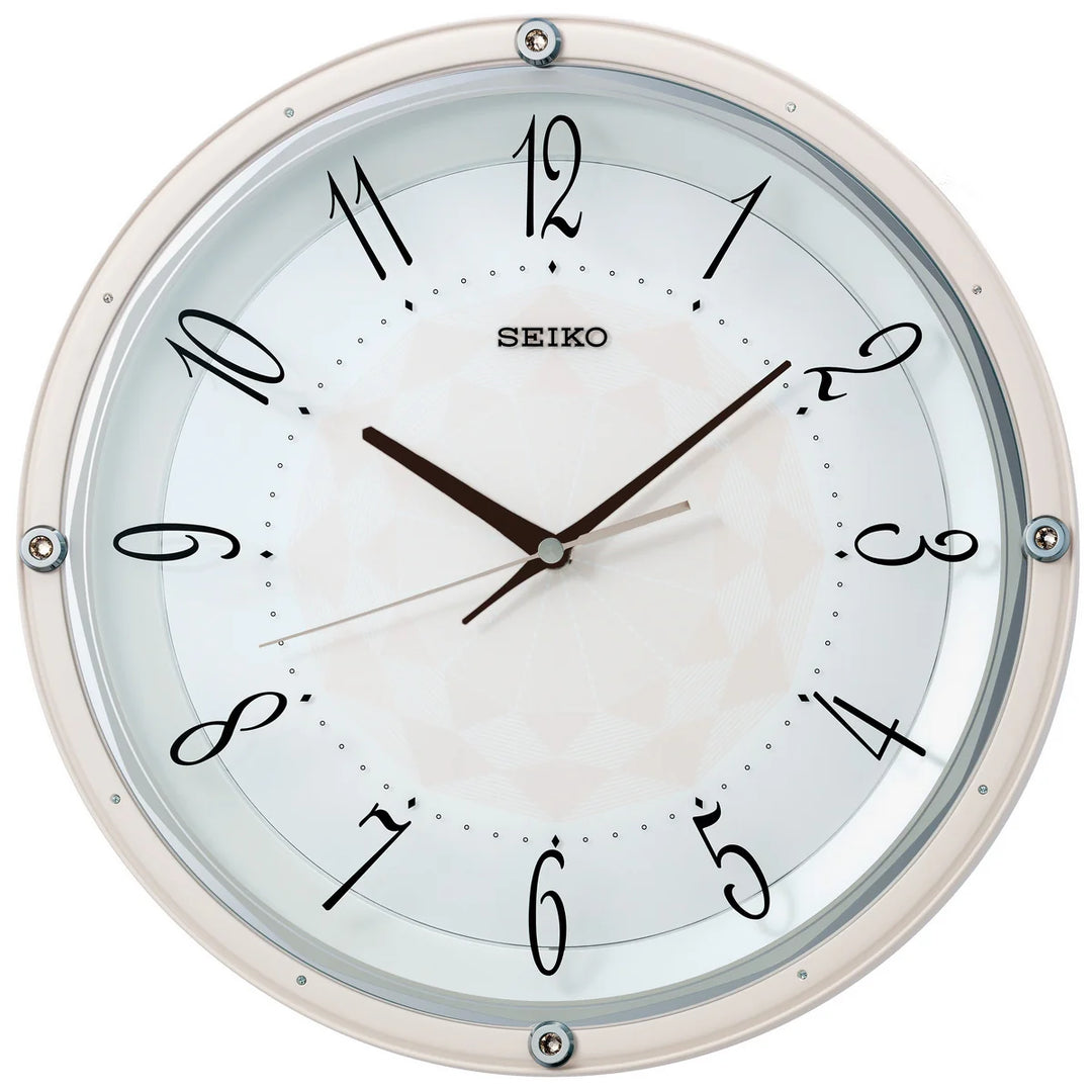 WALL CLOCK PINK WHITE PLASTIC CASE 33 X 5.1 CM - QXA830PR