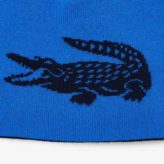 Unisex Lacoste Contrast Crocodile Reversible Beanie - RB0059