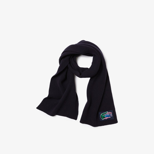 Unisex Lacoste Holiday Ribbed Wool Beanie And Scarf Gift Set