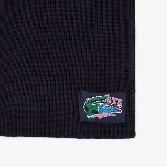 Unisex Lacoste Holiday Ribbed Wool Beanie And Scarf Gift Set