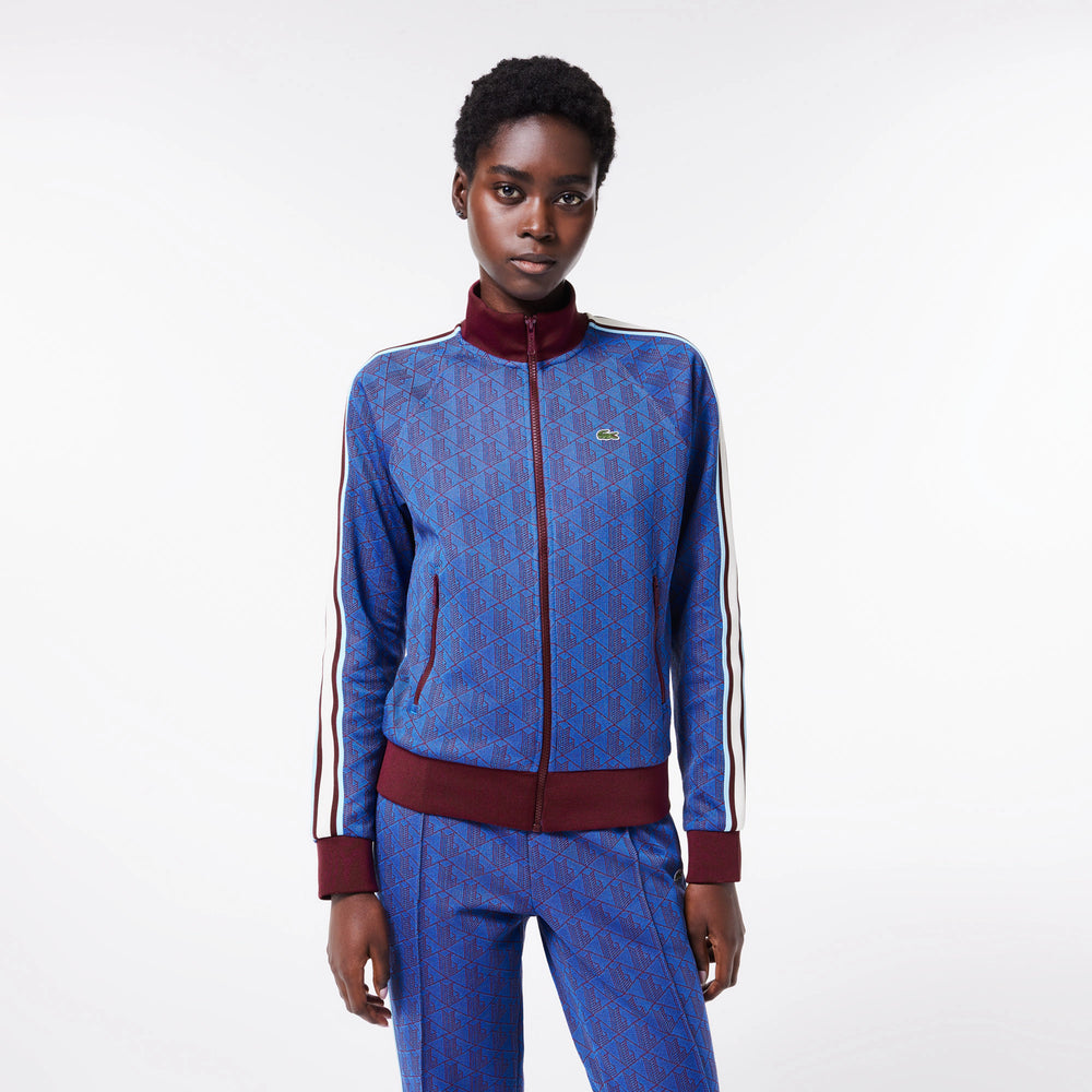 High Neck Zipped Jacquard Monogram Sweatshirt  - SF0856