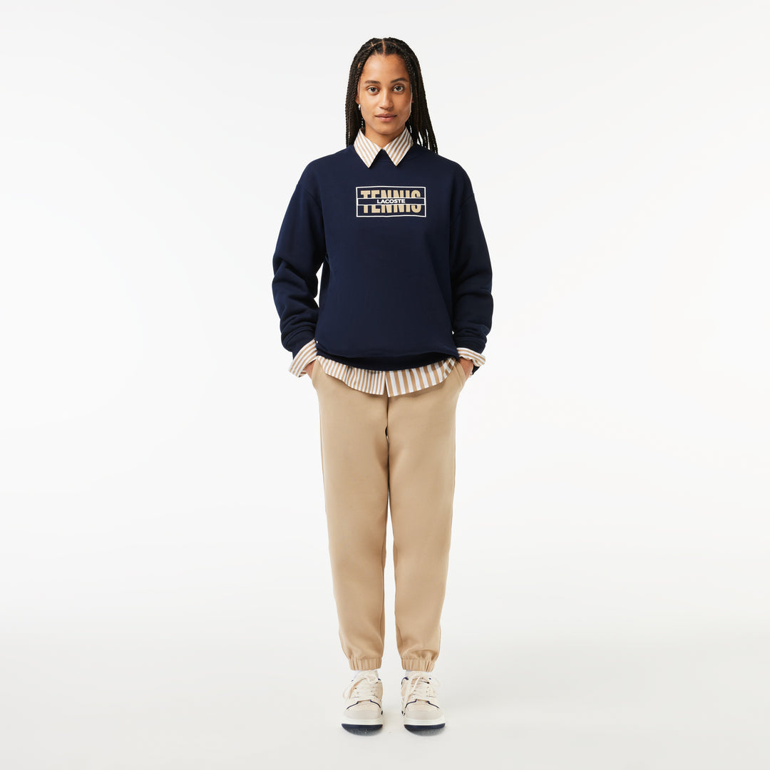 Oversized Tennis Print Fleece Sweatshirt - SF1605