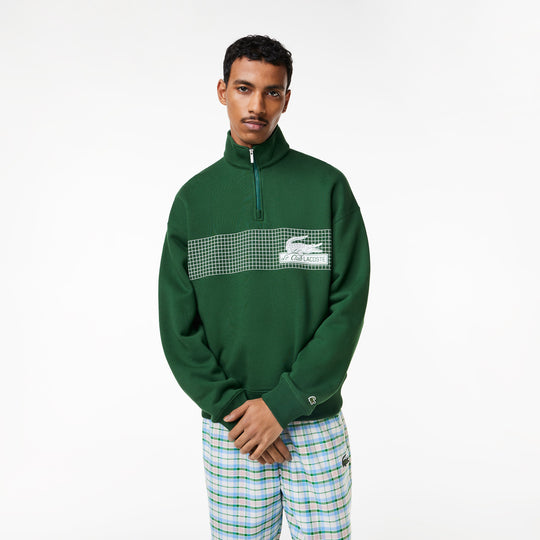 Men’S Lacoste Zip Neck Loose Fit Organic Cotton Sweatshirt - Sh5595