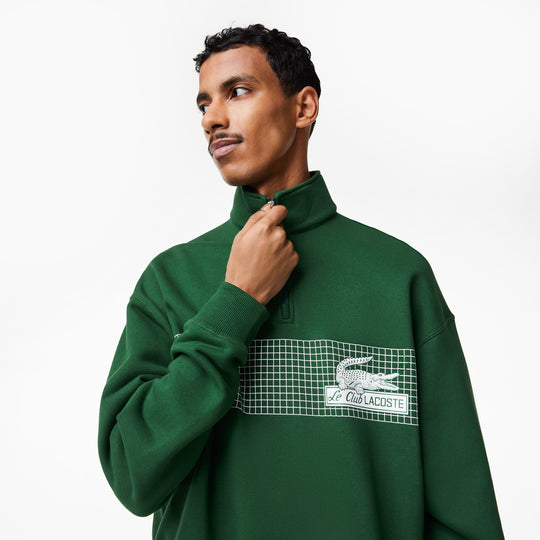 Men’S Lacoste Zip Neck Loose Fit Organic Cotton Sweatshirt - Sh5595