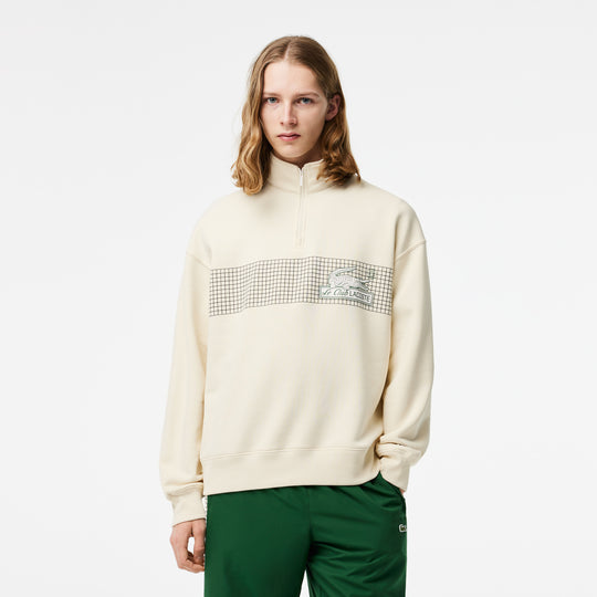 Men’S Lacoste Zip Neck Loose Fit Organic Cotton Sweatshirt - Sh5595