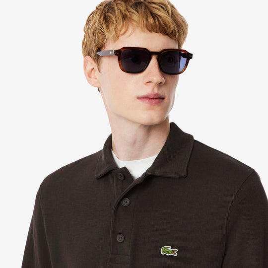 Ribbed Cotton Polo Collar Sweatshirt - SH5781