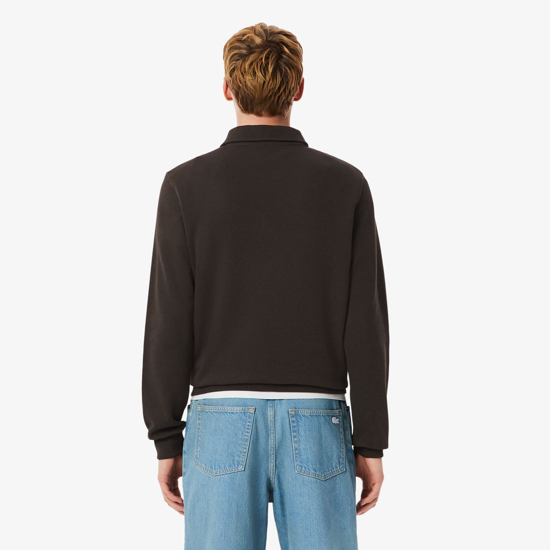 Ribbed Cotton Polo Collar Sweatshirt - SH5781