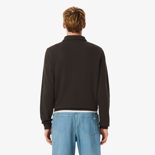 Ribbed Cotton Polo Collar Sweatshirt - SH5781